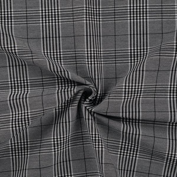 Polyester-Webware in Schwarz-Weiß mit Karo, Stoff in ganzer Breite